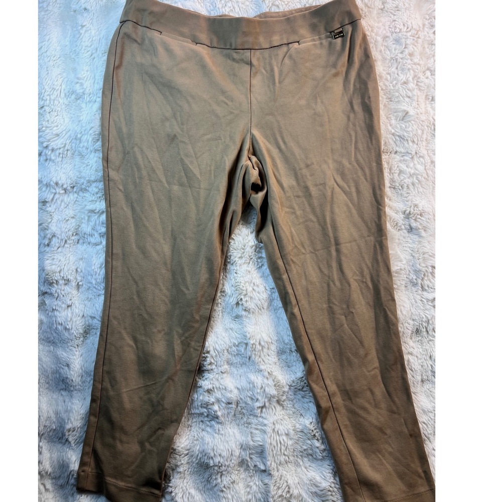 Anne Klein Womens Tan Khaki Pull On Tapered Leg Stretch Dress Pants Size L.  A38